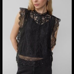 ZARA BLACK LACE TOP — XS